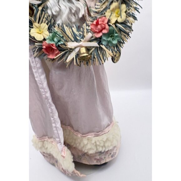 Brinns Victorian Santa Claus Christmas Figurine Doll with Stand Pastel Floral - Picture 11 of 12
